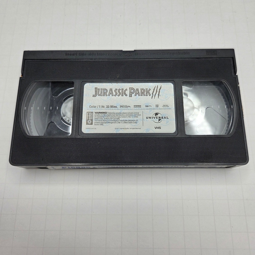 Universal Jurassic Park III VHS Movie 2001 Vintage Blockbuster Tape Sci-Fi